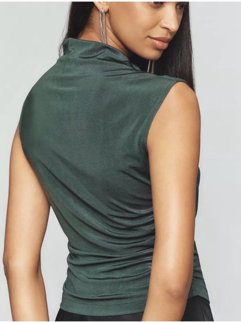 Anthropologie Sleeveless Mock Neck Tank in Deep Green